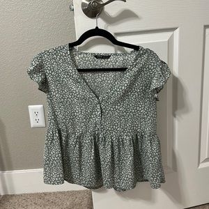 Mint Green Peplum Blouse